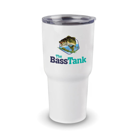The Bass Tank® 30oz Fishing Tumbler - White